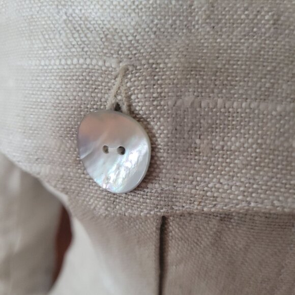 Ben & Elle New York Womens Linen Suit Set With Mother Of Pearl Buttons Size 4 - Picture 3 of 7